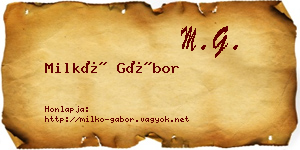 Milkó Gábor névjegykártya
